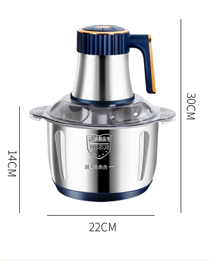 Electric Meat Grinder 5L Stainless Steel Meat Mincer Vegetables Blender, 500W Household Stuffing and Food Processor 5 Speeds