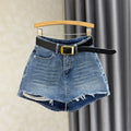 High Waist Ripped Women's Denim Skort 2025 Summer New Fashion A-line High Waisted Skinny Hot Shorts Versatile Pant Skirt