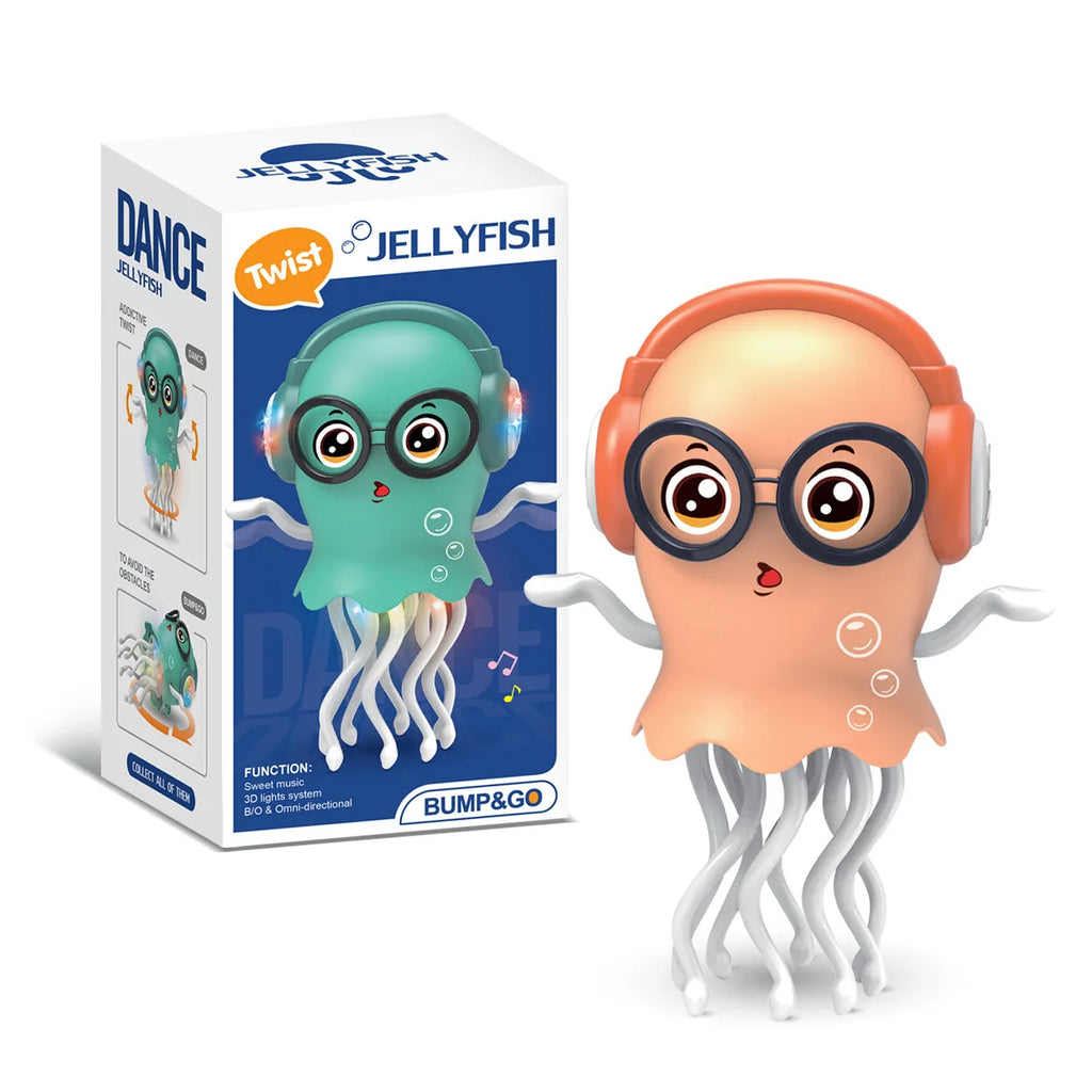 Electric Dancing Jellyfish Toy Obstacle Avoidance Robot Toy with Music 3D Flashing Light Interactive Sensory Play Toy Kids Gifts