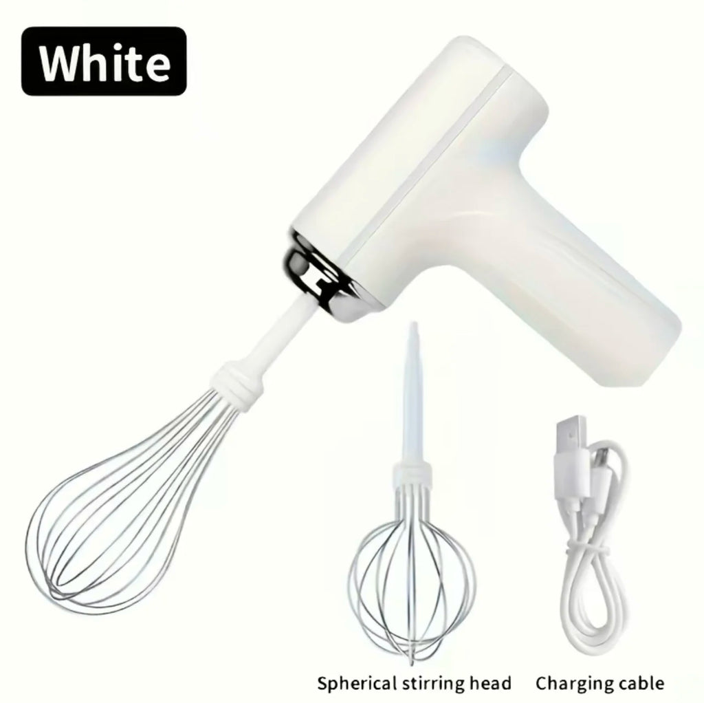 Electric Egg Beater Wireless Electric Food Mixer Handheld Mixer with 3 Speed Settings Baking Dough Cake Cream Milk Whisk