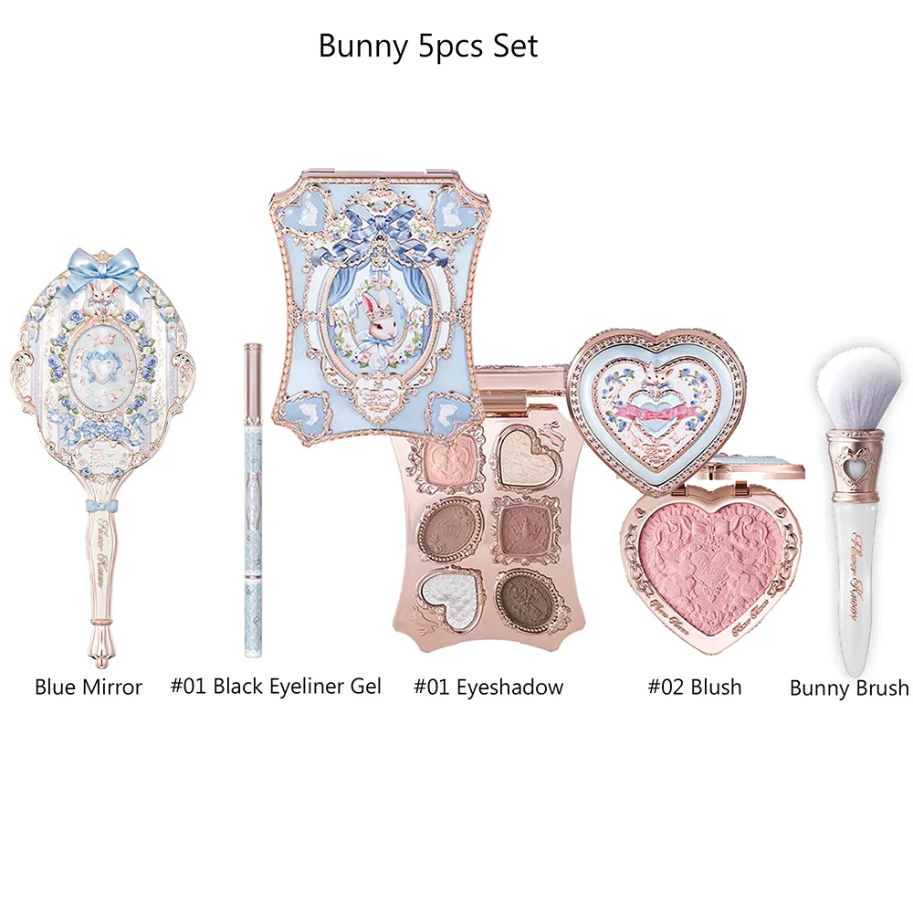 Flower knows bunny Collection Makeup Set Eyeshadow Palette Blush Lip Gloss Makeup Bag Matte Glow Shimmer Eye Shadow Kit