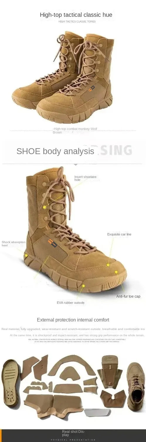 Lightweight Men Tactical Shoes Combat Boots Training Lace Up Waterproof Outdoor Botas Hiking Breathable Shoe