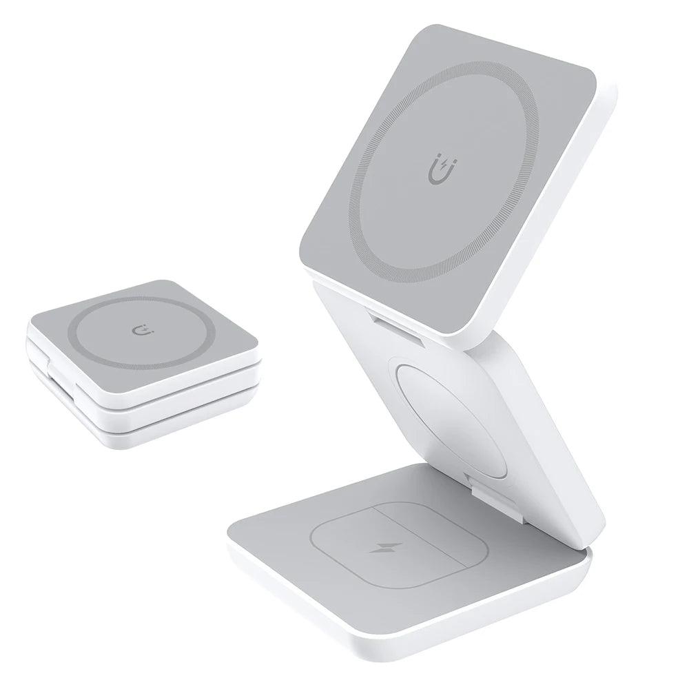 3 in 1 Magnetic Wireless Charger for iPhone Foldable Fast Wireless Charging Station for iPhone 16 15 14 13 12 Charger Stand