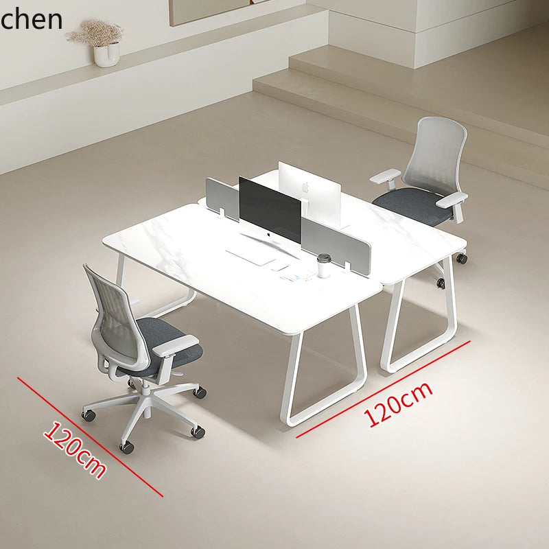 CZ Rock Slab Office Desk and Chair Set for Staff, Simple Modern Face-to-Face Double Seat Partition Screen Employee Desk