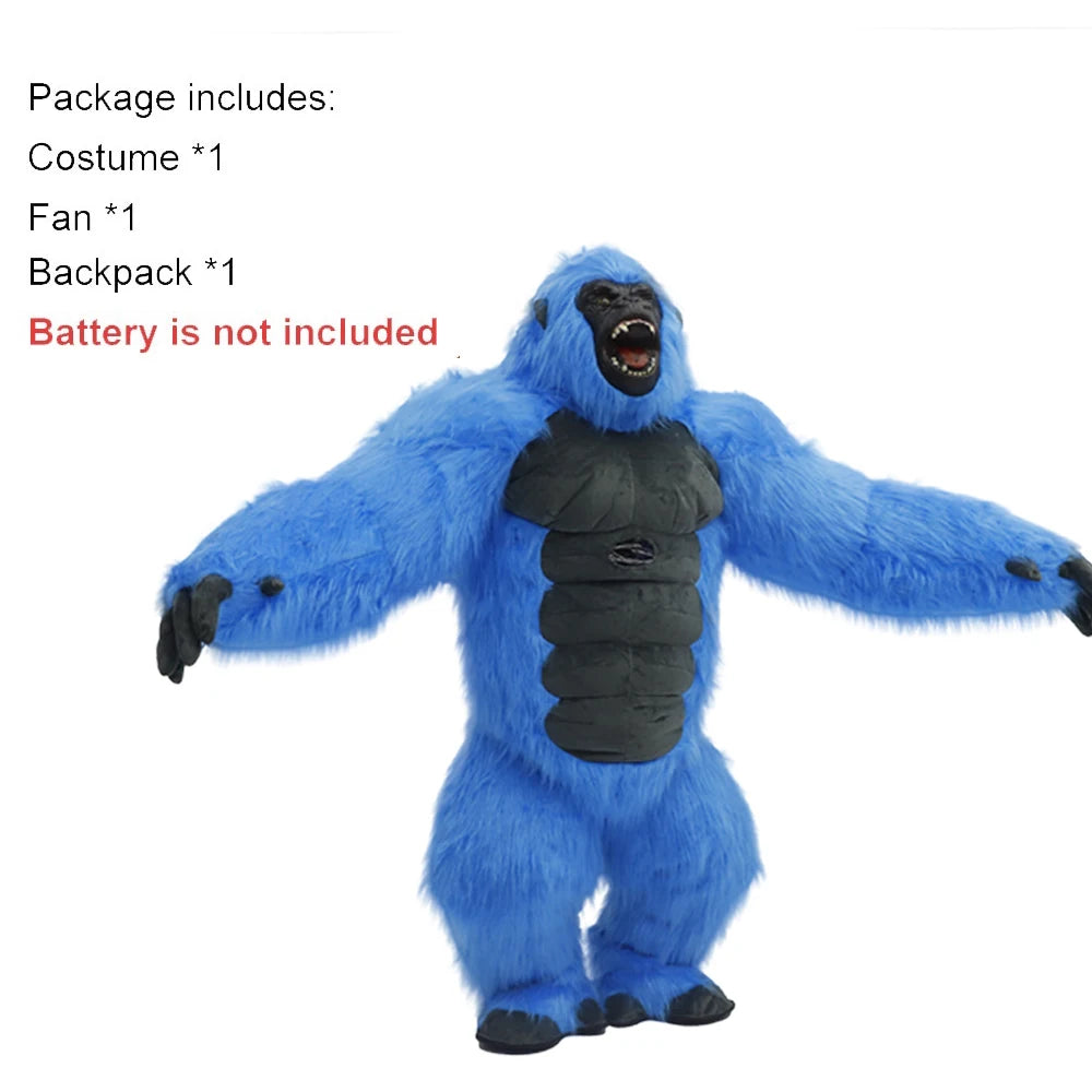 SAYGO Inflatable Multi Color King Kong Adult Cosplay Halloween Costume Plush Animal Mascot Carnival Dress Set Fur Gorilla Set