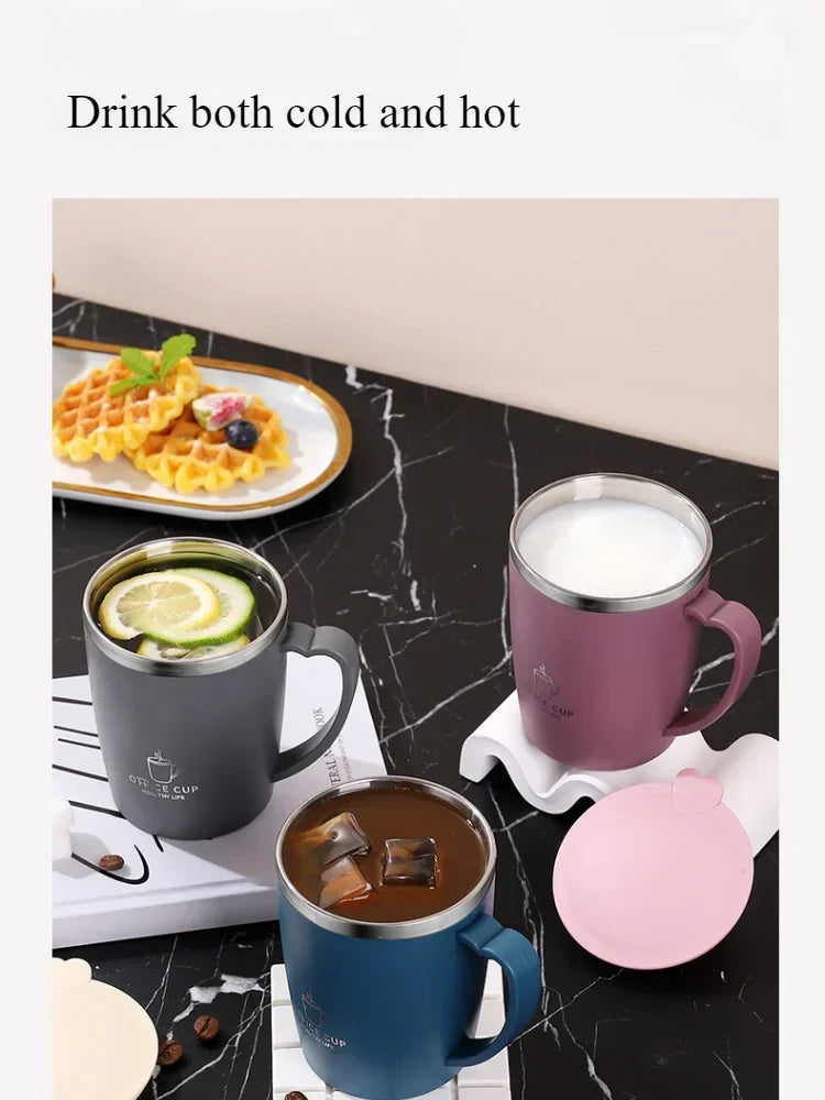 350ml 304 Stainless Steel Mugs Portable Thermal Water Bottle Thermos Mug Coffee Cup with Handle Leak-Proof Insulated Water Cups