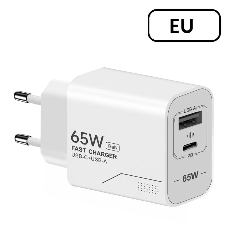 Cargador GaN 65W USB-C de 2 Puertos - Carga Rápida