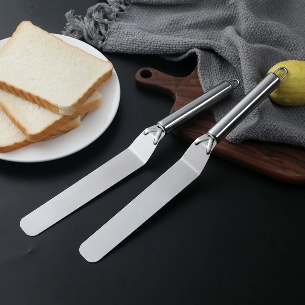 1PC Stainless Steel Cream Spatula Curved/Straight 6/8/10 Inch Cake Decorating Tools DIY Cake Spatula Kitchen Pastry Cake Decor