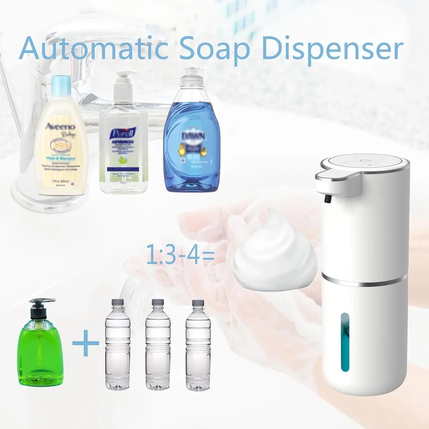 Intelligent Induction Hand Washer, Automatic Liquid/Foma Soap Dispenser Wall Mounted Vertical Hand Sanitizer Soap Dispenser