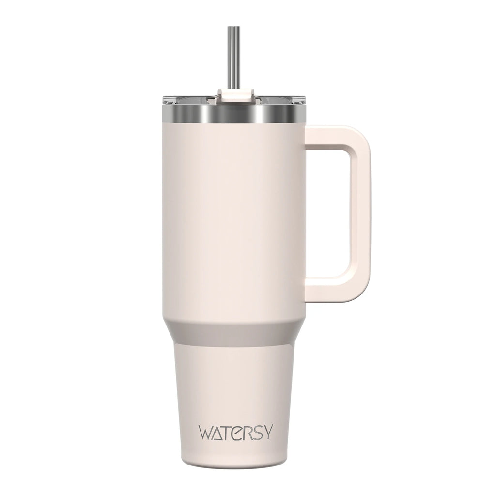 WATERSY 20/30/40oz Tumbler with Handle & Straw, Large Capacity Stainless Steel Thermal Cup, Vacuum Insulated Mug for Car, Travel