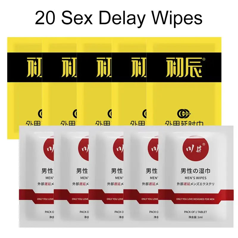 20pcs Male Delay Wipes Wet Tissue Delay Spray Man Prolong Prevent Premature Ejaculation For Men Lasting
