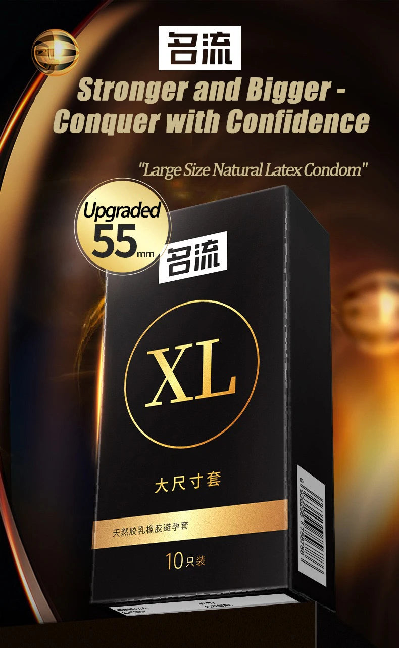 5Box 55mm Men's Condoms Big Size for Men Ejaculation Natural Latex Ultra Thin XL Penis Sleeve Adult Supplies Safer Sex Tools