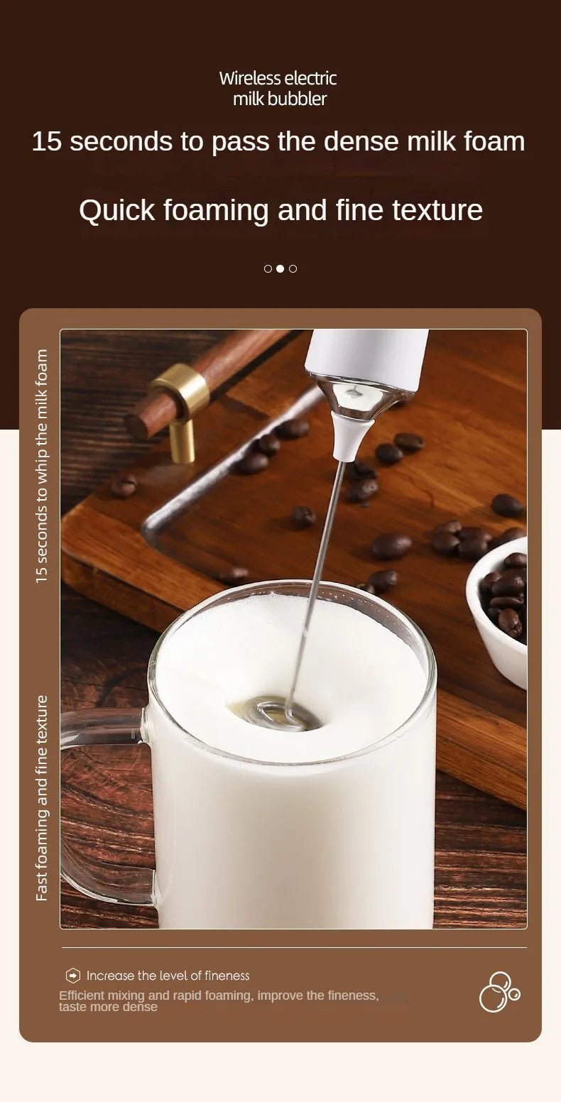 1 Electric Milk Frother, Dual Stick Rechargeable 3-Speed Handheld Egg Beater, Coffee Frother, Cream Blender, Travel Blender