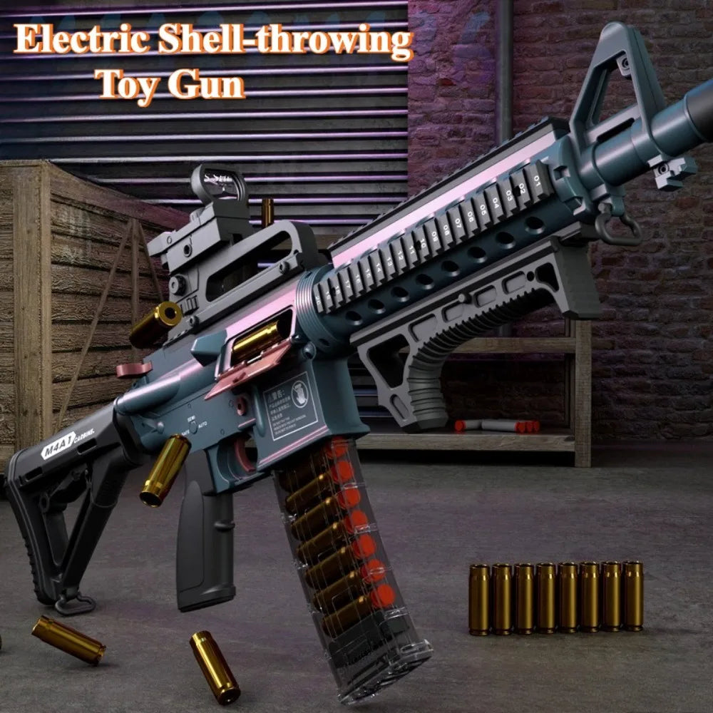 Full Automatic Continuous Firing M416 Soft Bullet Gun Shell Eject Assault Rifle Model Ideal Gift for Boys Outdoor Shooting Fun