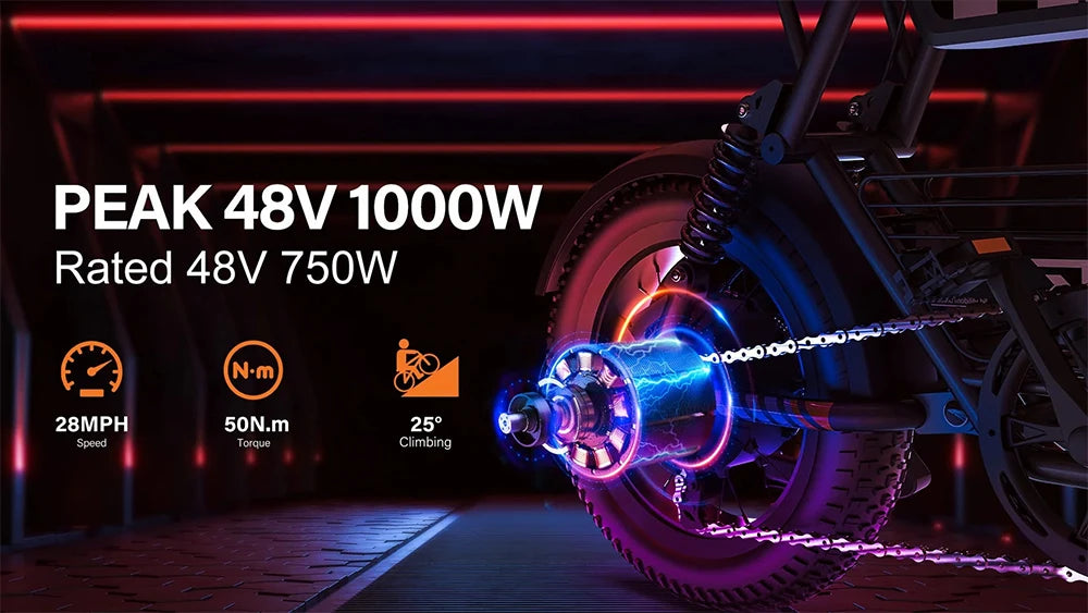 Coswheel Y16 Electric Bike for Adults 1000W Moped Style Ebike 48V 15Ah Removable Battery 28MPH Electric Motorcycle FatTire ebike