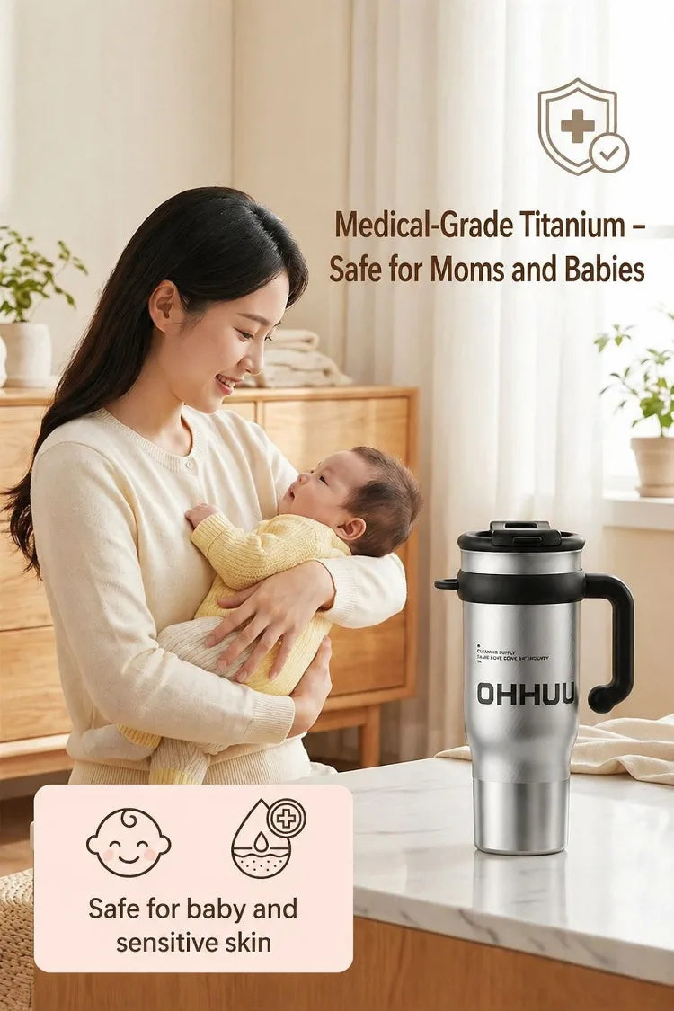 1200ml Vacuum Insulated Travel Mug 316 Stainless Steel Tumbler with Handle Straw Tea Infuser Double Lid Keep Cold Hot for Home
