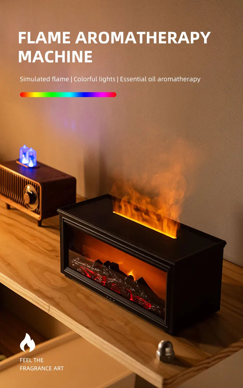 7 colors of essential oil fireplace diffuser mini flame aromatherapy fireplace humidifier aromatherapy oil diffuser AG-HY05