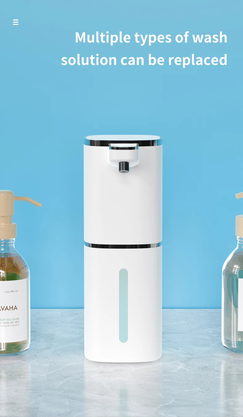 400ML Large Capacity Light Display 4-Levels Adjustable Foam/Liquid Modes Touchless Electric Automatic Smart Sense Soap Dispenser