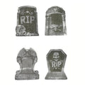 4pcs Halloween Foam RIP Graveyard Tombstone Decor Skeleton Tomb Haunted House Party Prank Prop Yard Outdoor Home Decorations