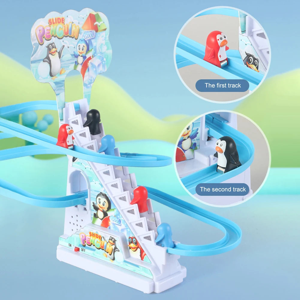 Assembly Design Animals Stair Climbing Toy Electric Track Slide Toys Early Education Electric Dinosaur Stair Toy for Boys Girls