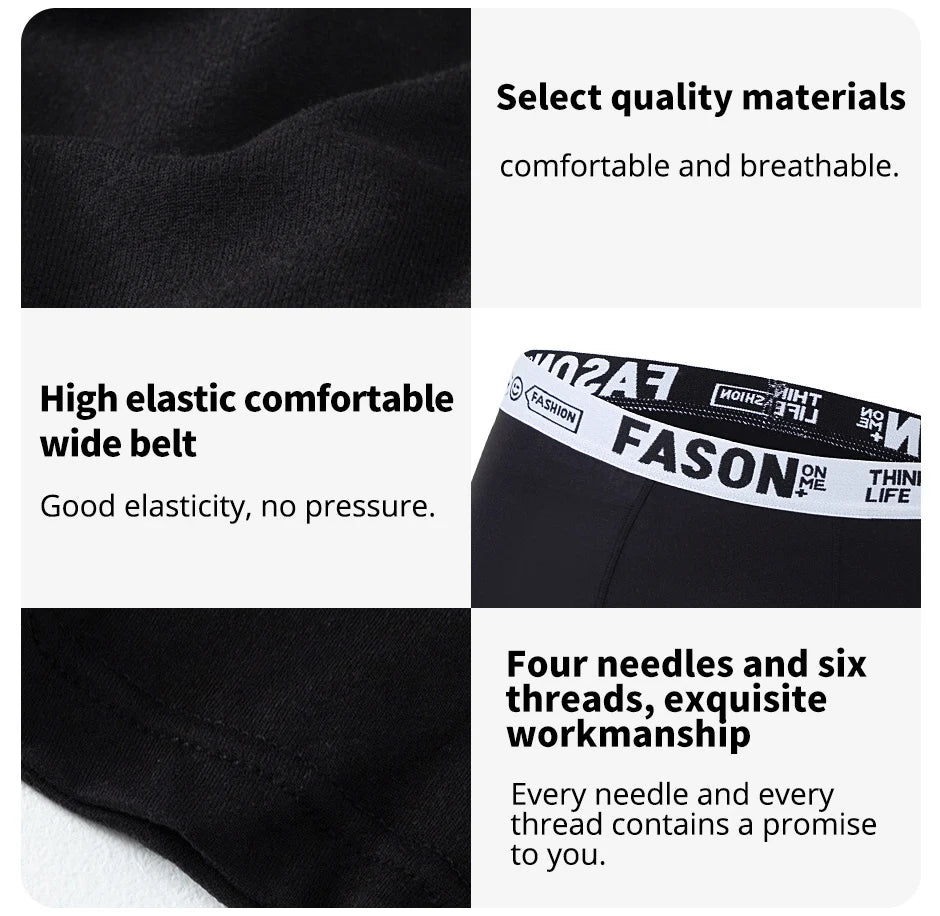 4/10 Piece Men's Four Season Black Fashionable Casual Basic Versatile Underwear Boxer Shorts Plus Size Youth Sports Base Shorts