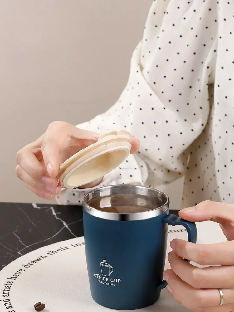 350ml 304 Stainless Steel Mugs Portable Thermal Water Bottle Thermos Mug Coffee Cup with Handle Leak-Proof Insulated Water Cups