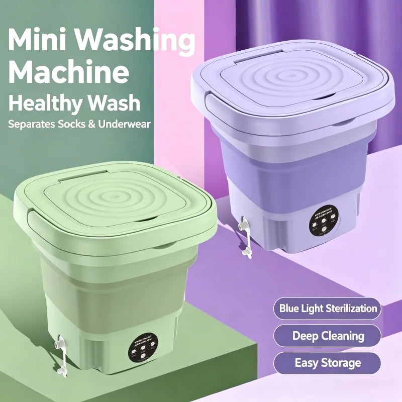8L Foldable Washing Machine Portable Socks Underwear Panties Retractable Household Washing Machine 3 Models With Spinning Dry