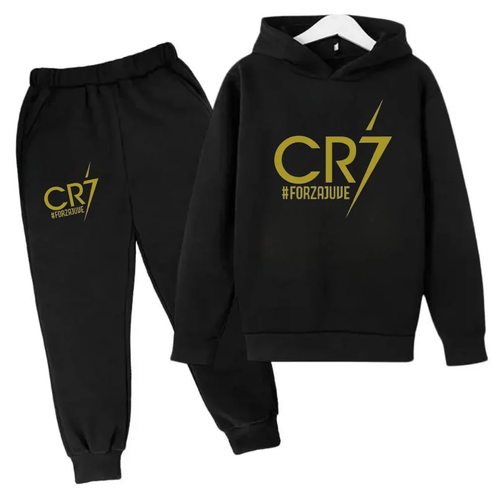 Ronaldo CR7 Print Football Idol Clothing Children Hoodie 2pcs Set Pants Suit Kids Boys Tracksuit Girls Clothing Sport Tracksuits