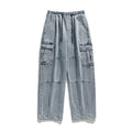 Korean men clothing Japanese style three-dimensional pocket jeans spring new retro vintage washed water workwear men's pants