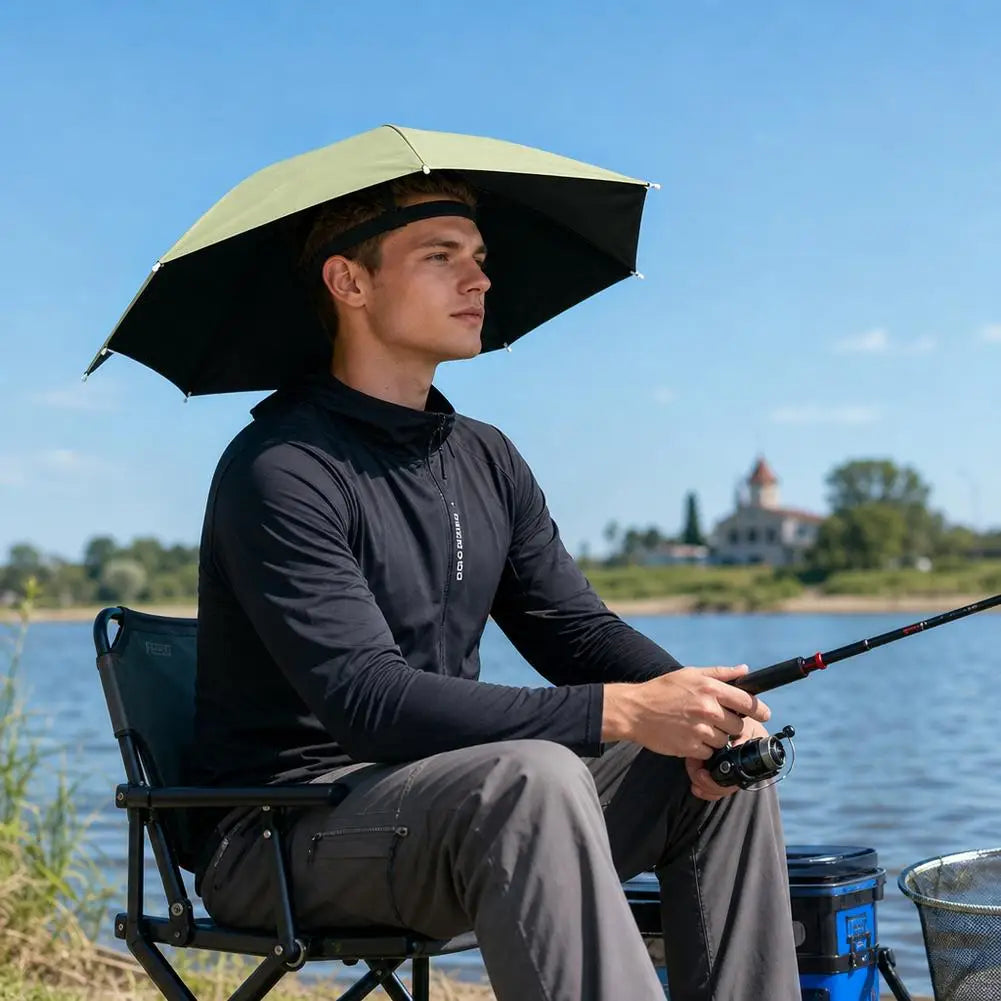 Hands Free Umbrella Hat Black Coating UV Protection Foldable Sun Shade Caps Waterproof Headwear For Fishing Hiking Camping