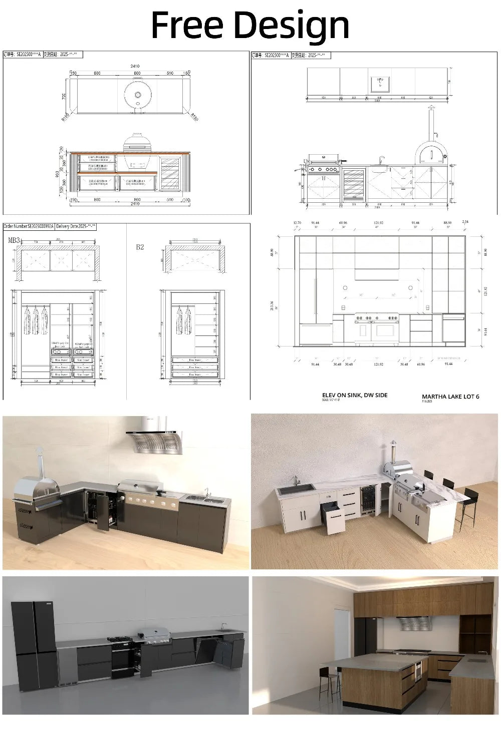 Custom 304 Stainless Steel Villa Outdoor Kitchen Shelter, BBQ Grill for Garden Backyard Outdoor Cooking