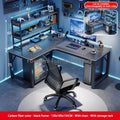 L-Shaped Computer Desk and Chair Set Modern Home Office Furniture with Shelf Gaming Work Desk Chair Set Corner PC Table for Room