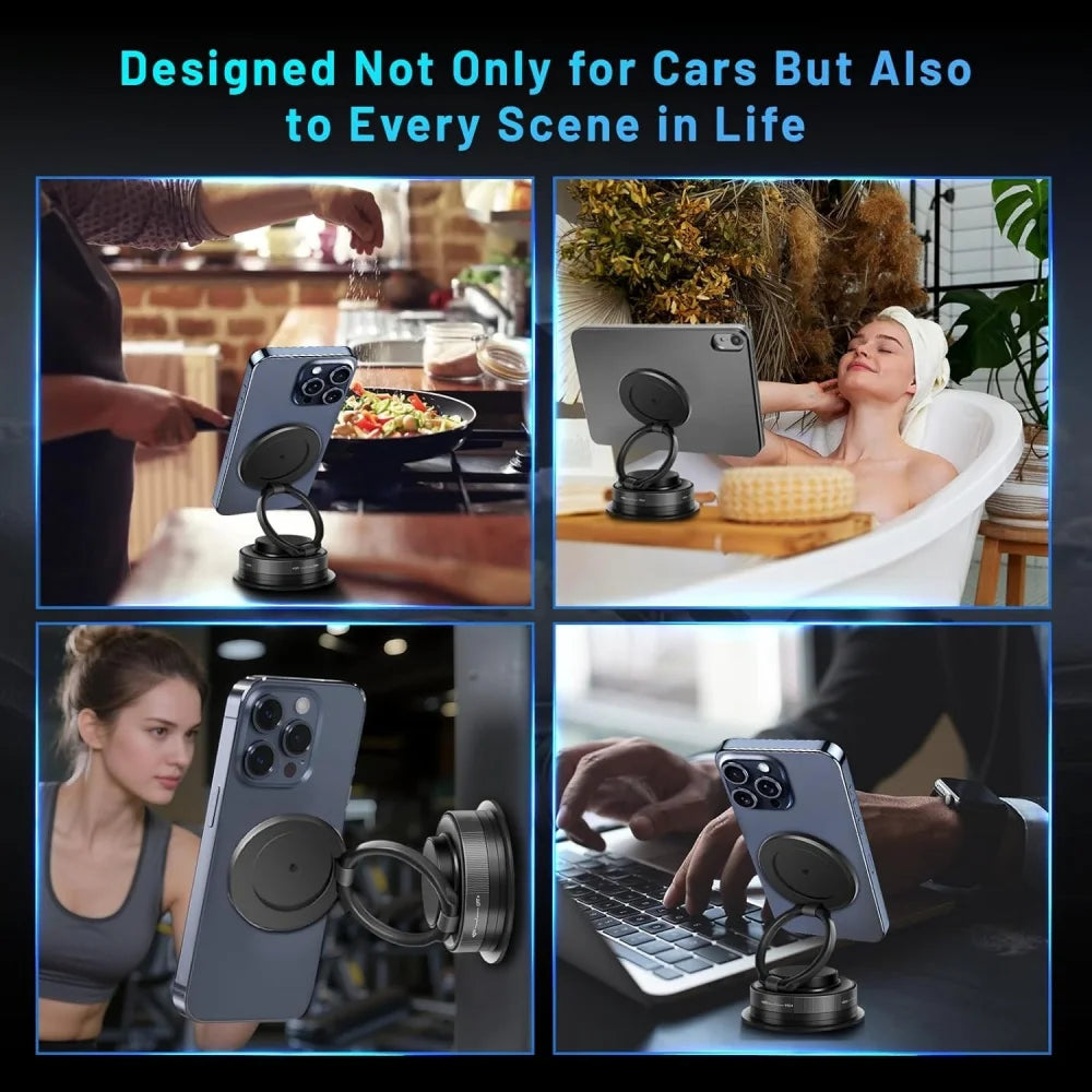 Car Phone Magnetic Stand Mechanical Vacuum Suction Cup Rotate 360° Magnetic Adsorption Bracket Navigation Universal Holder