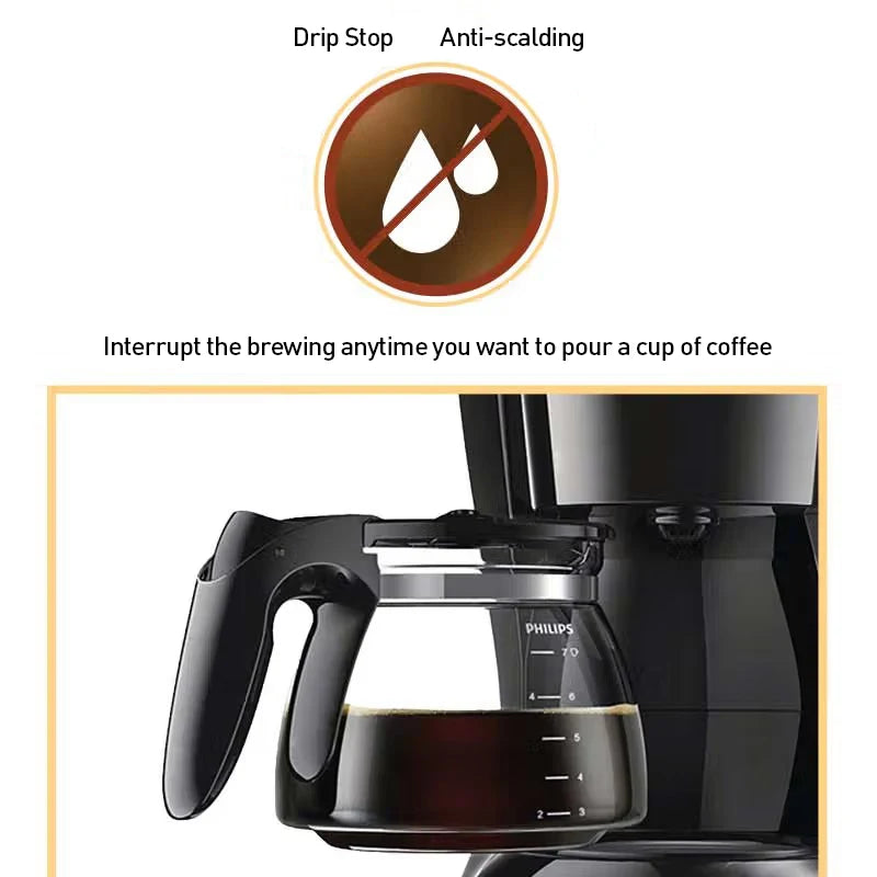 Philips HD7432 Drip Coffee Maker 220V Fully Automatic Coffee Machine 600ML Drip Filter Small Multi-functional Coffee Pot