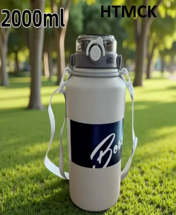 2L 316 Stainless Steel Insulated Water Jug, Portable Vacuum Thermos with Straw & Handle, Outdoor Travel Sports Bottle