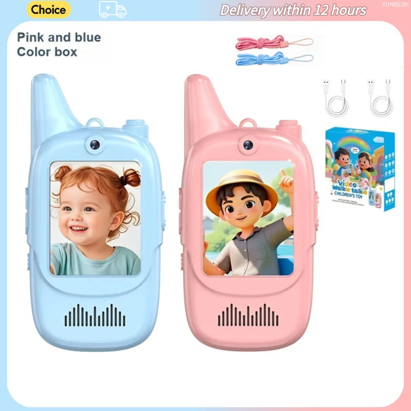 2PC Kids HD-Video Walkie Talkies 3 Styles Intercom USB Charging Indoor Outdoor Boys Girls Age 3+ for Child's Toys Birthday Gifts