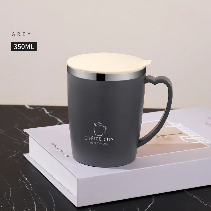 350ml 304 Stainless Steel Mugs Portable Thermal Water Bottle Thermos Mug Coffee Cup with Handle Leak-Proof Insulated Water Cups