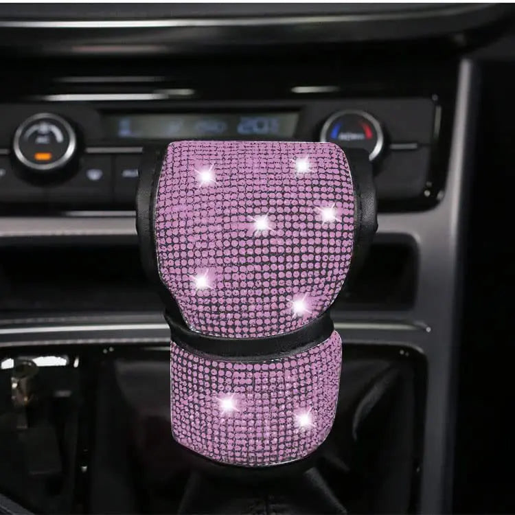 38cm Bling Car Accessories Set For Women Rhinestones Steering Wheel Cover Safety Belt Covers Gear Shift Cover Diamond Cup Pads
