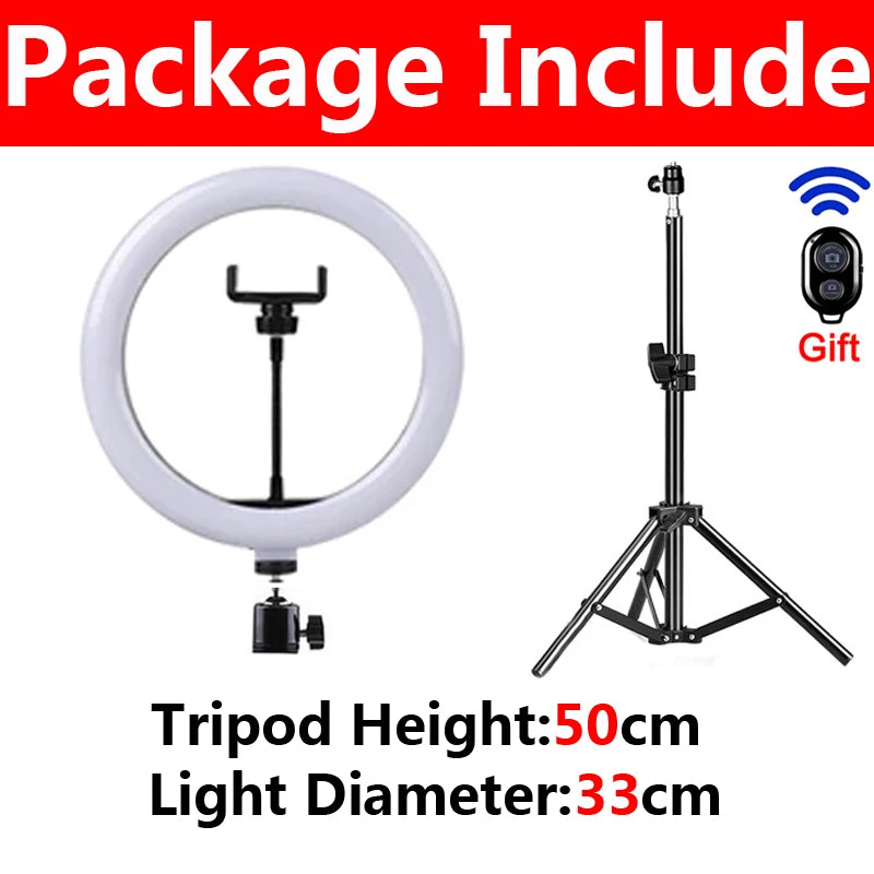 LED Selfie Ring Light Portable Photography 12 inch Fill Lighting Lamp With Tripod & Remote control For Youtube Tiktok Video Live