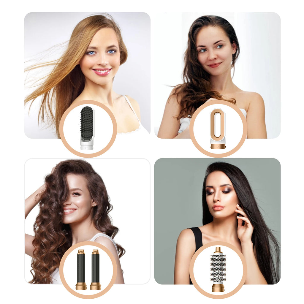 5IN1 Hot Air Brush Wrap Styler Hair Dryer With Electric Curling Iron Hair Curler Dryers Curling Rollers Hair Curler With Dryer6