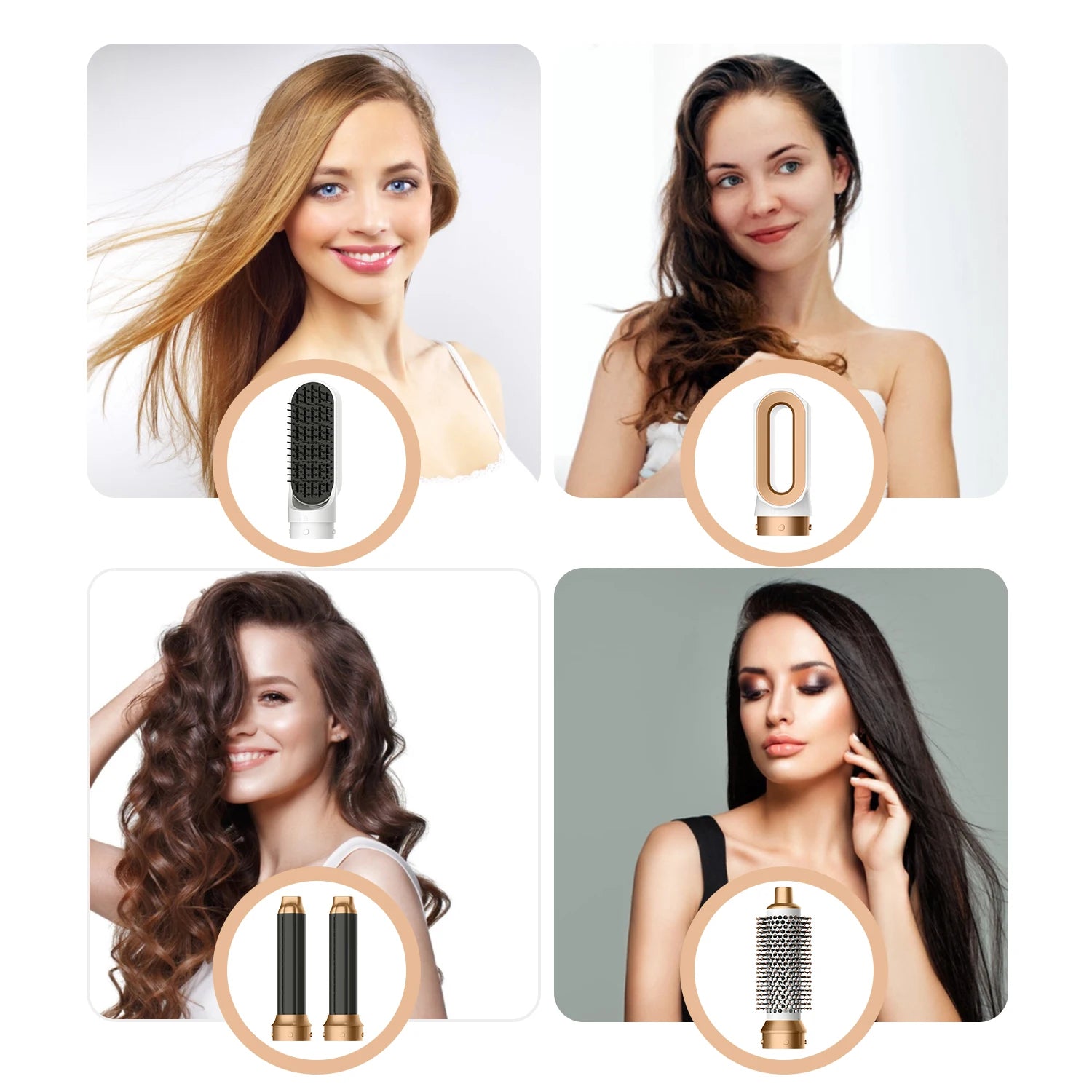 5IN1 Hot Air Brush Wrap Styler Hair Dryer With Electric Curling Iron Hair Curler Dryers Curling Rollers Hair Curler With Dryer6