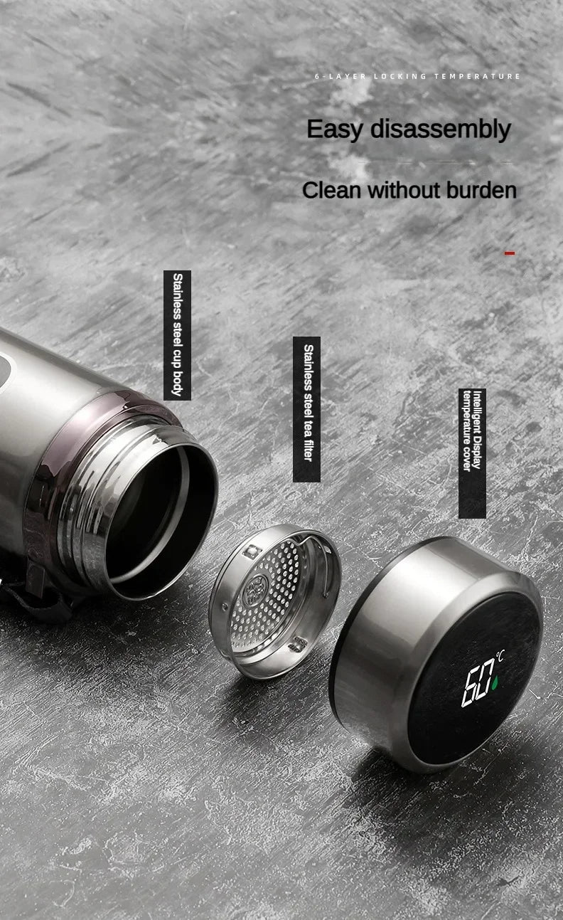 New Vacuum Flask Portable Cups Stainless Steel Thermos Bottle with LED Temperature Display Sus304 Tea Water Bottle
