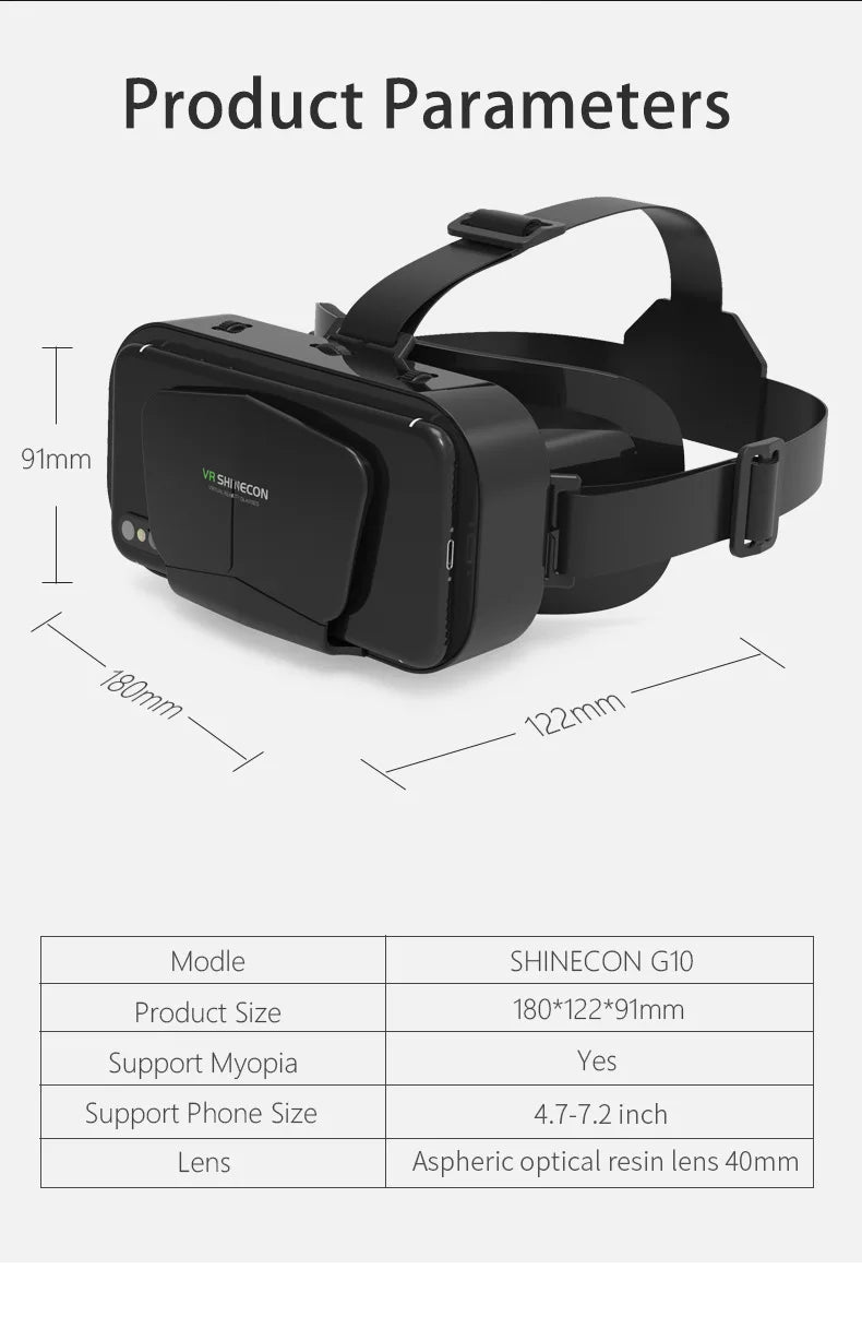 VR Glasses 3D Virtual Reality Smart Phone Mobile Smartphones 7 Inch Headset Helmet Game Wirth Real Viar Goggles Lenses Devices
