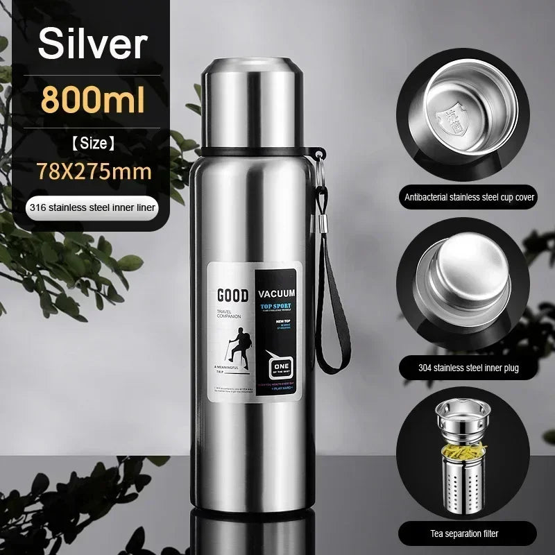 Large Capacity Stainless Steel Insulated Tumbler Cold Heat Retention Travel Thermal Mug Flask For Coffee Tea Water Outdoor Daily