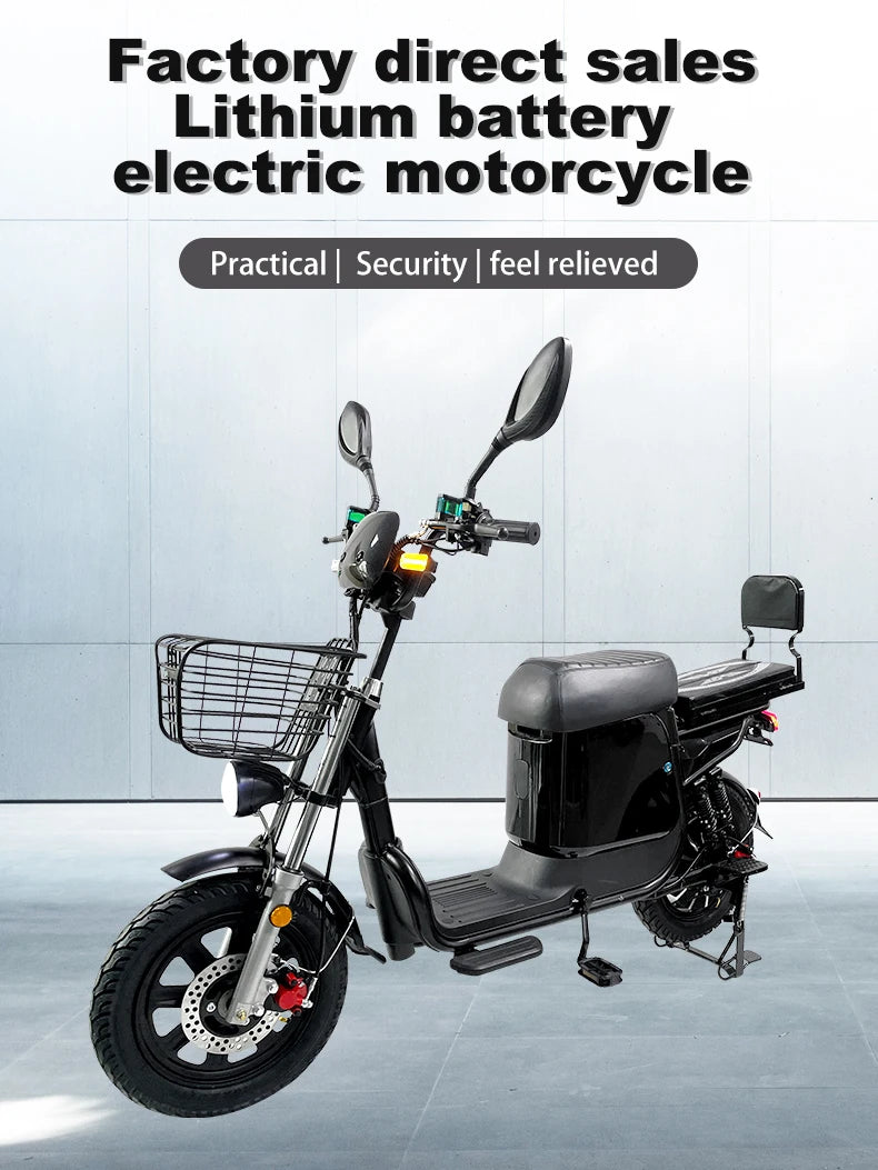 Electric Bike 16” Delivery Electric Bicycle Manufacture 800W 60V Lithium Battery Black E-bike