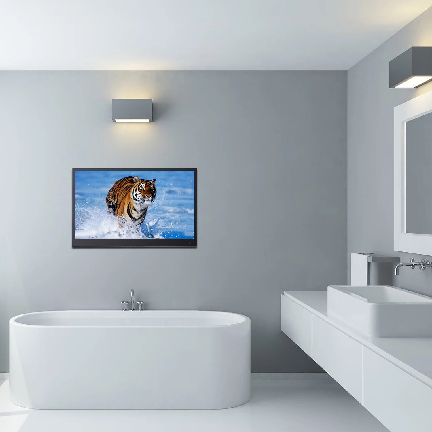 Souria 22.1 inches Smart Black Color Waterproof Bathroom LED TV for Luxury Hotel SPA Kitchen TV Bluetooth Android New