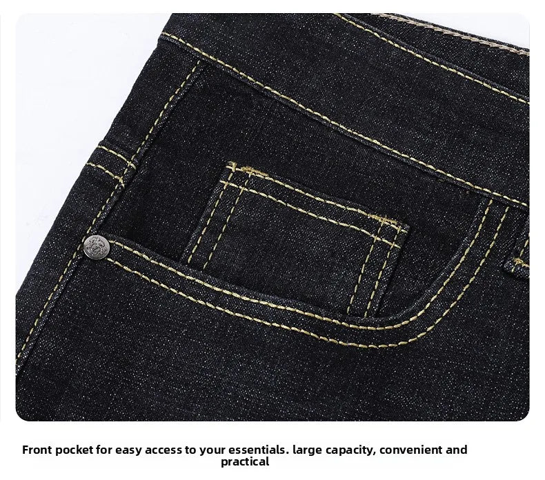 2026 Stretch Stretch Fashion Classic Blue Black Work  New Business Men's Jeans Casual StraightDenim Trousers Male Brand Clothing