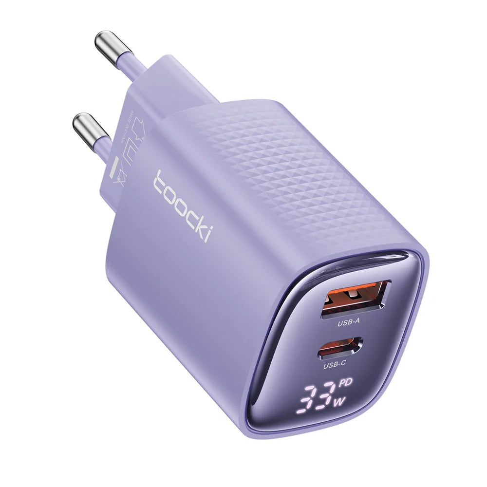 Toocki GaN USB Charger 33W Digital Display QC3.0 PD Fast Charger Type C for iPhone 15 14 13 Pro Max Smausng Xiaomi Honor POCO