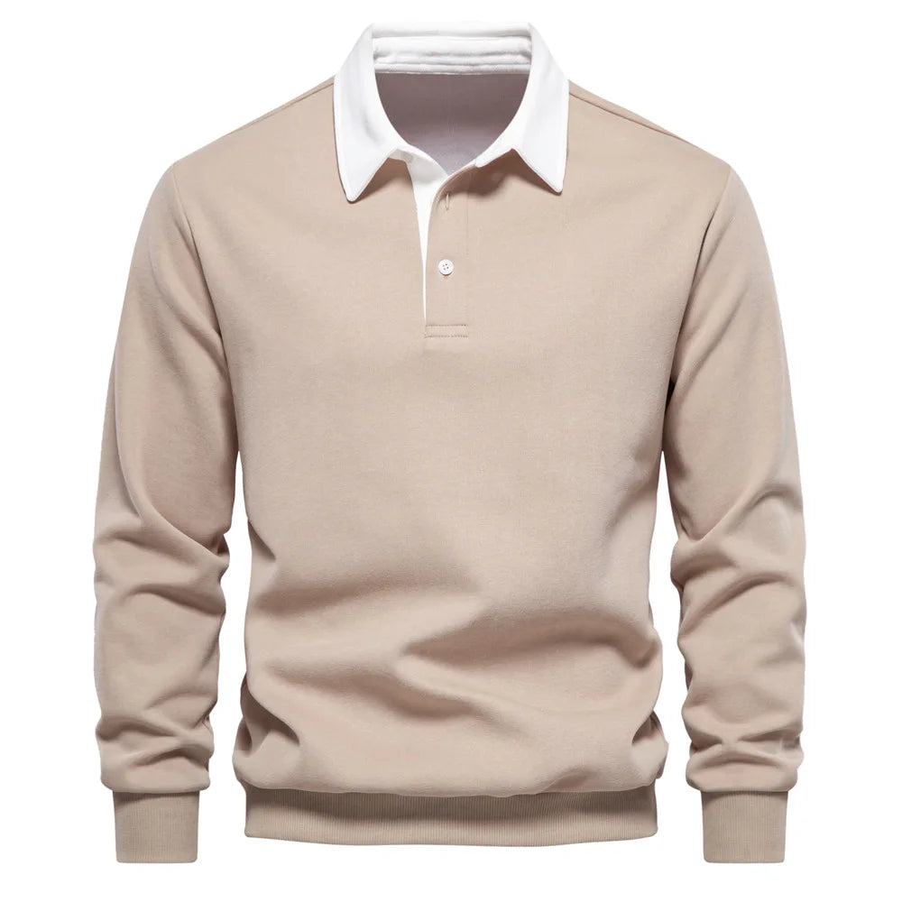 Men's Autumn Long-Sleeved POLO Collar European Size Sweater - Trendy, High-Quality, Casual, Versatile and Loose-Fit Top