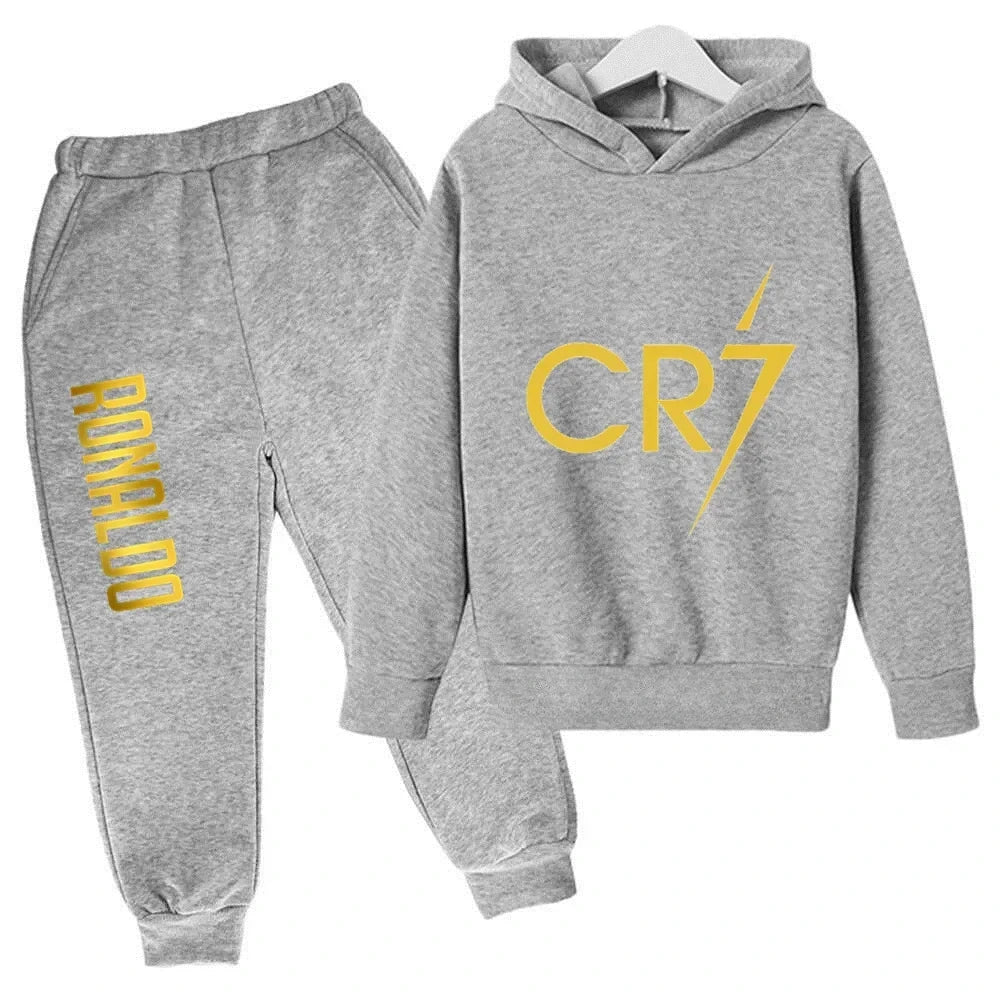 Ronaldo CR7 Print Football Idol Clothing Children Hoodie 2pcs Set Pants Suit Kids Boys Tracksuit Girls Clothing Sport Tracksuits